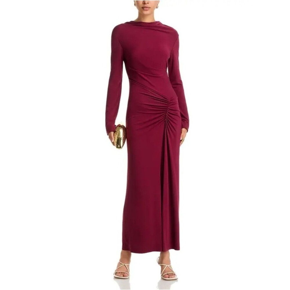 Jonathan Simkhai Ferrera Long Sleeve Maroon Dress Size 2 $645